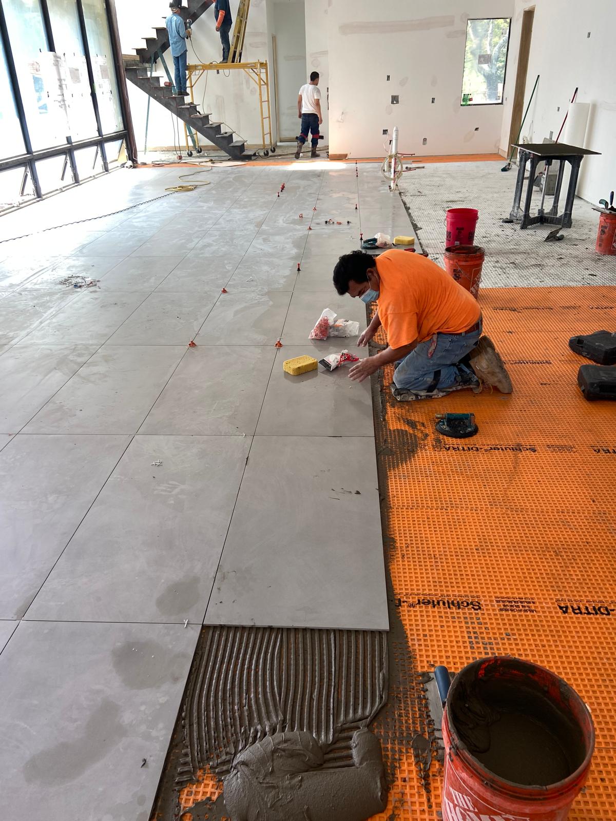 Precision floor tile installation